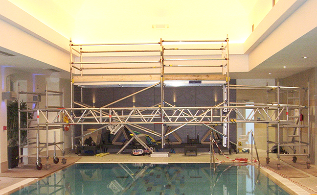 Swimming pool scaffold at Letcombe Regis Retirement Village in Oxfordshire by Harwood Access and Training Solutions