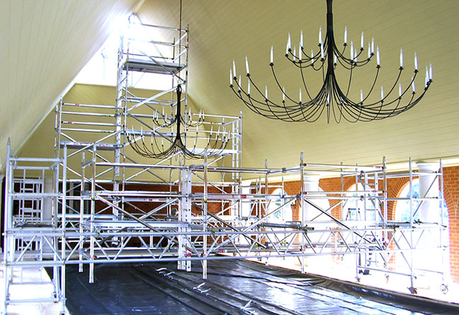 Swimming pool tower scaffold structure by Harwood Access and Training Solutions